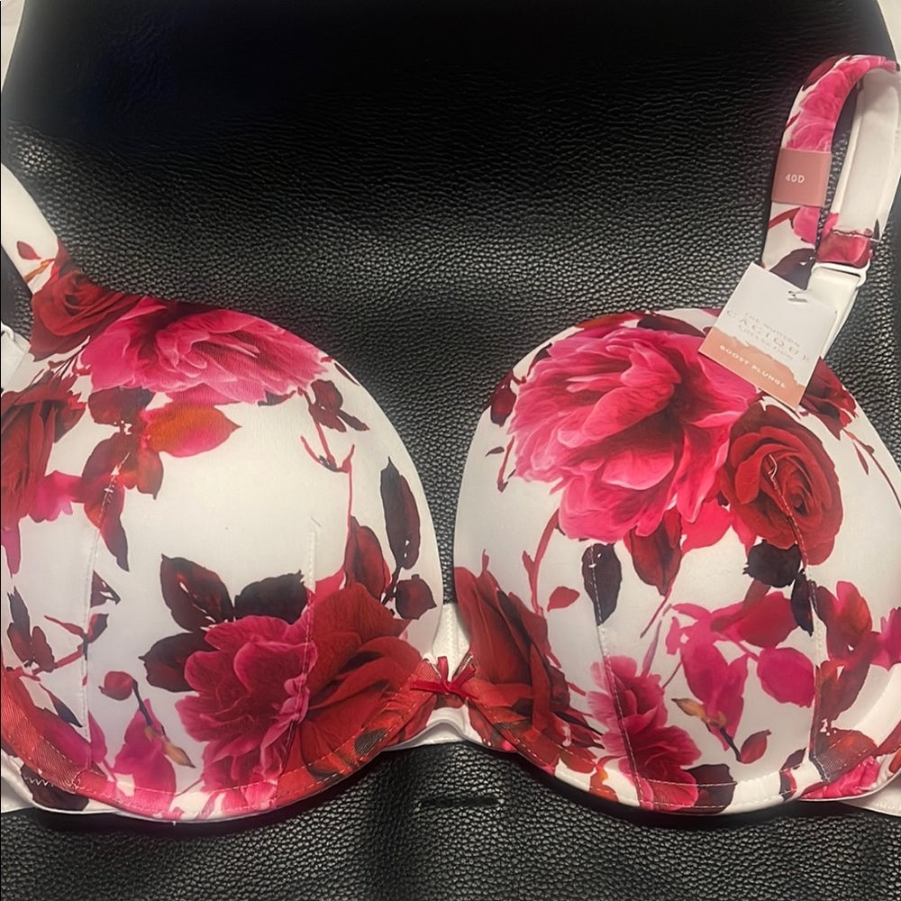 Cacique Pink and Red Floral Underwire Bra